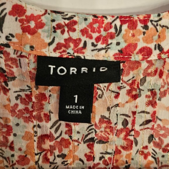 Torrid Floral Shirt Size 1 - Picture 4 of 4